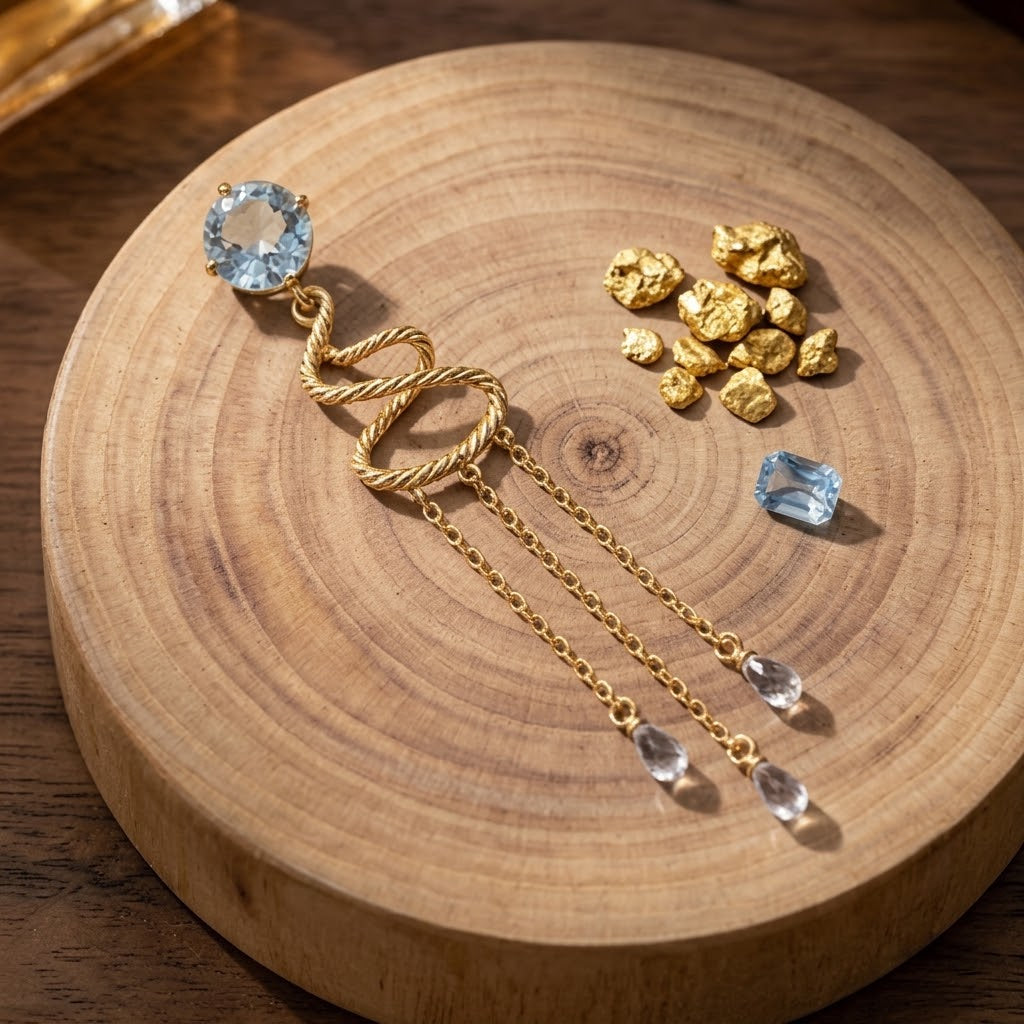Crystal Spiral Chain Drop Earrings