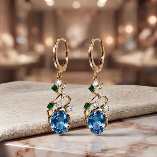 Enchanted Garden Blue Gemstone Drop Earrings