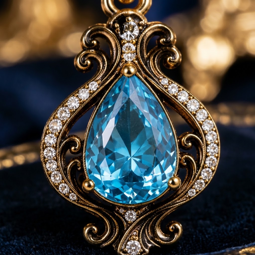 Blue Teardrop Crystal Vintage Drop Earrings