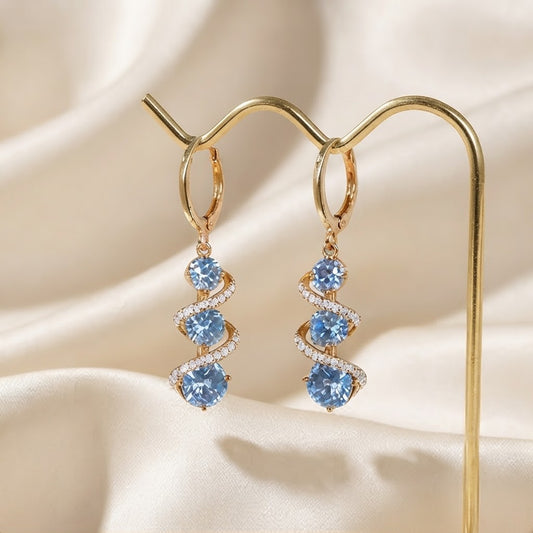 Celestial Blue Crystal Infinity Spiral Earrings