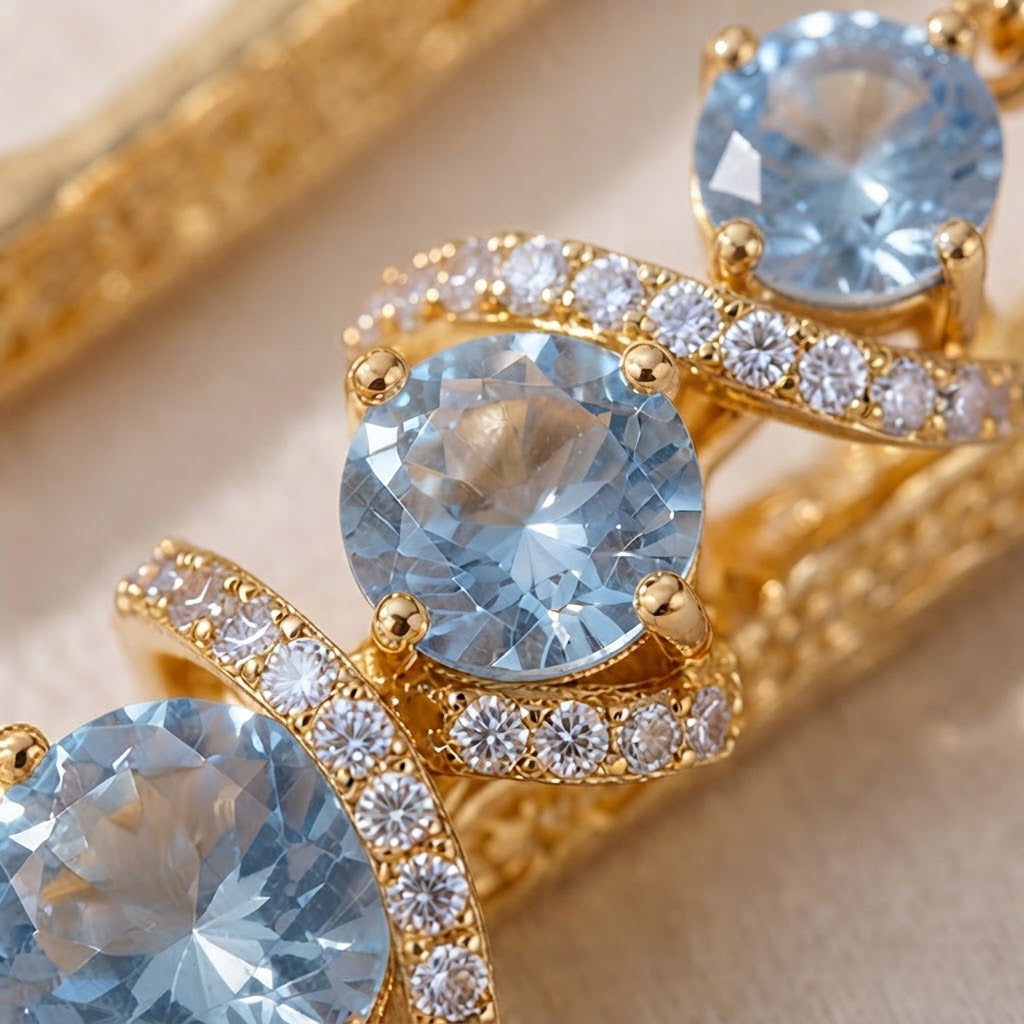 Celestial Blue Crystal Infinity Spiral Earrings