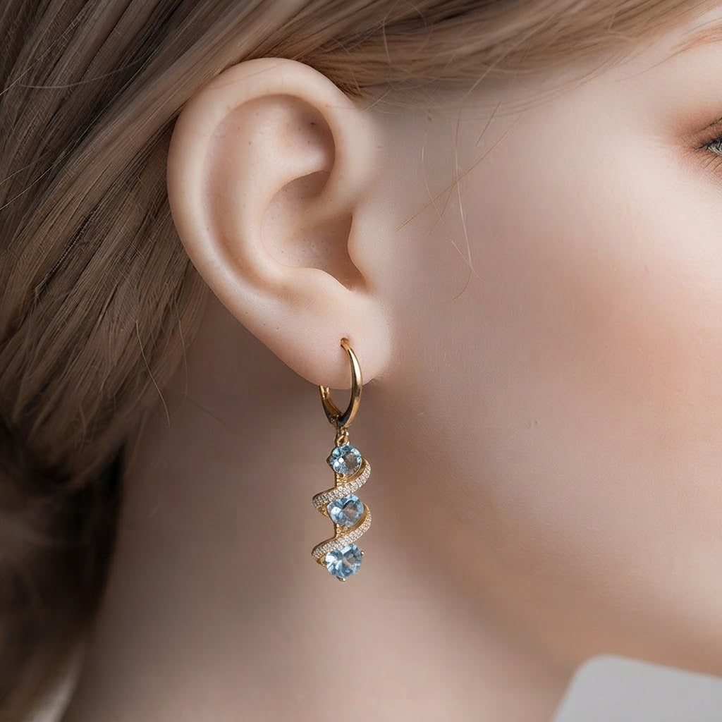 Celestial Blue Crystal Infinity Spiral Earrings