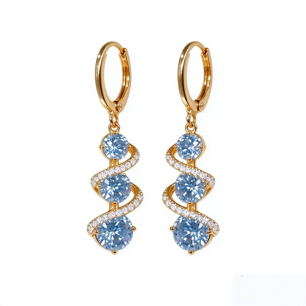 Celestial Blue Crystal Infinity Spiral Earrings