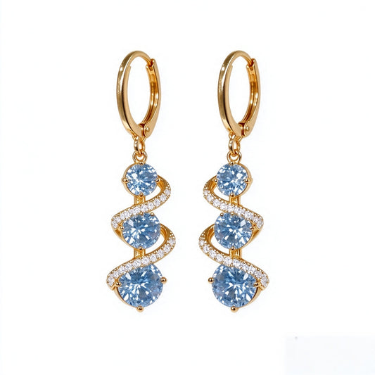 Celestial Blue Crystal Infinity Spiral Earrings