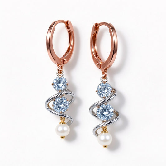 Twisted Pearl Crystal Drop Earrings