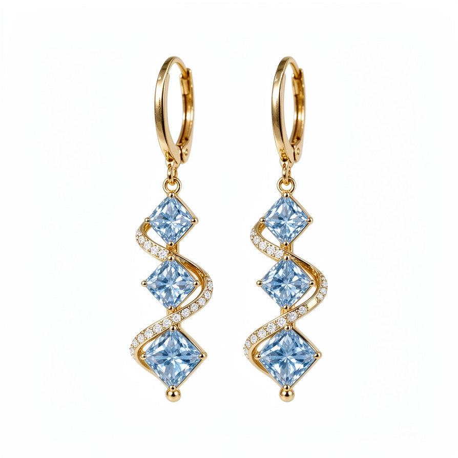 Twisted Blue Crystal Drop Earrings