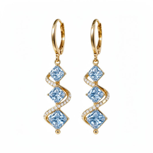 Twisted Blue Crystal Drop Earrings
