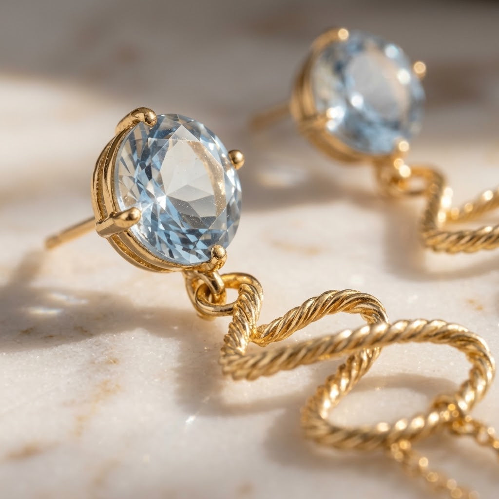 Crystal Spiral Chain Drop Earrings