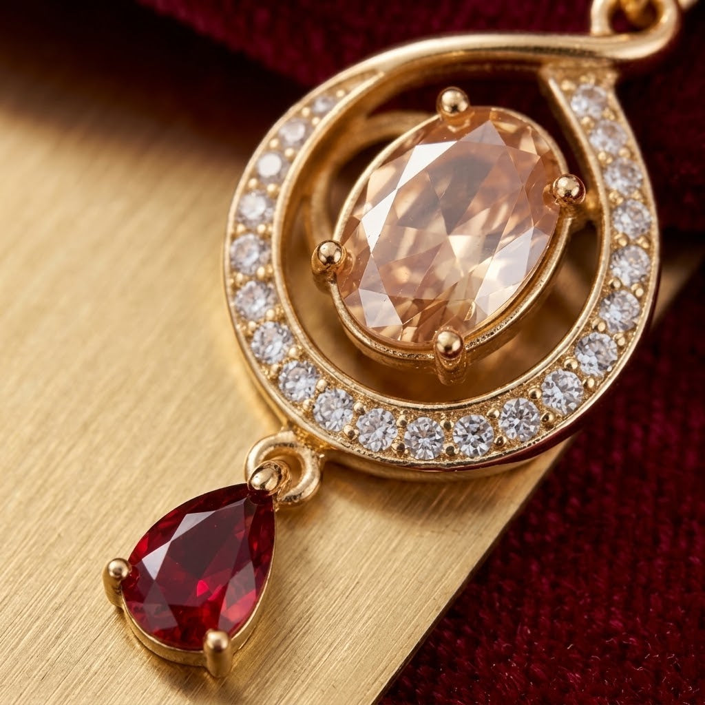 Golden Teardrop Crystal Halo Earrings