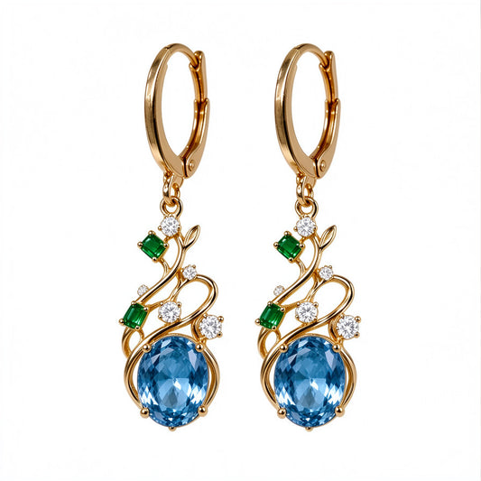 Enchanted Garden Blue Gemstone Drop Earrings